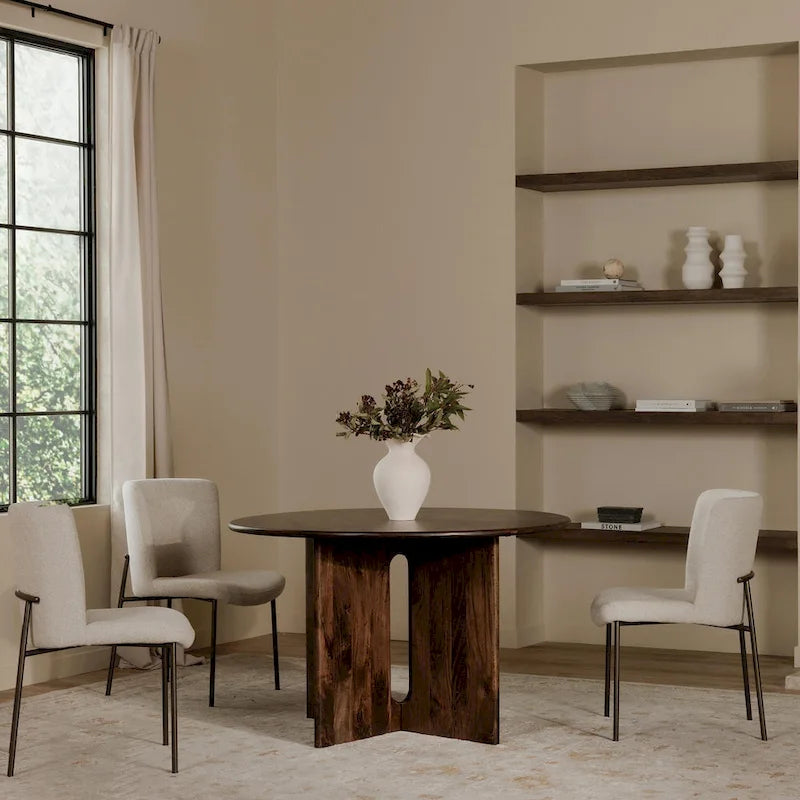 Table à manger ronde de 122 cm avec pieds croisés — Table de salle à manger moderne