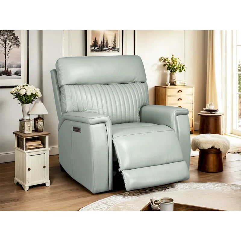 Fauteuil inclinable électrique zéro gravité en cuir avec appuie-tête électrique, soutien lombaire électrique et ports USB/USB-C