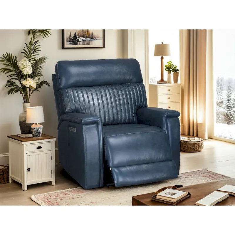 Fauteuil inclinable électrique zéro gravité en cuir avec appuie-tête électrique, soutien lombaire électrique et ports USB/USB-C