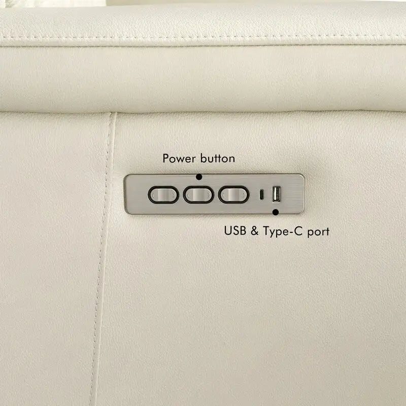 Fauteuil inclinable électrique zéro gravité en cuir avec appuie-tête électrique, soutien lombaire électrique et ports USB/USB-C
