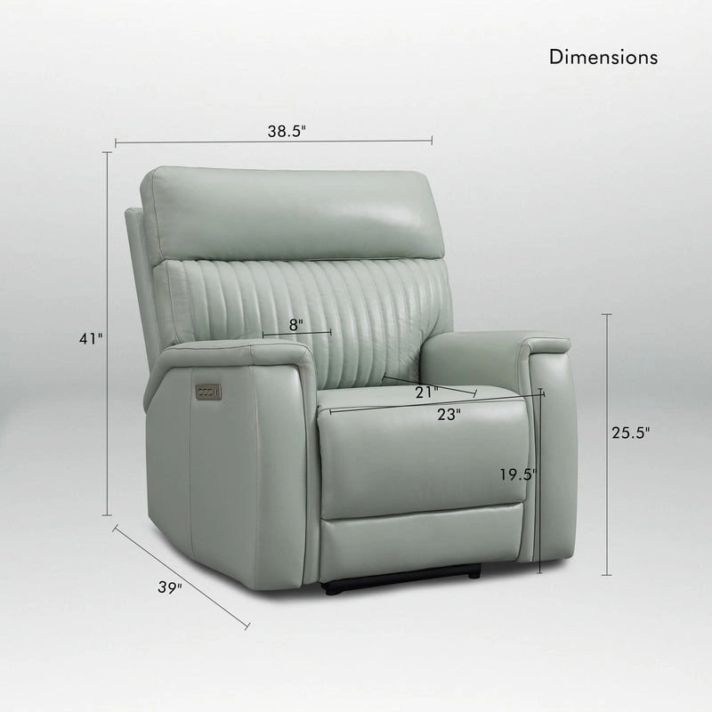 Fauteuil inclinable électrique zéro gravité en cuir avec appuie-tête électrique, soutien lombaire électrique et ports USB/USB-C