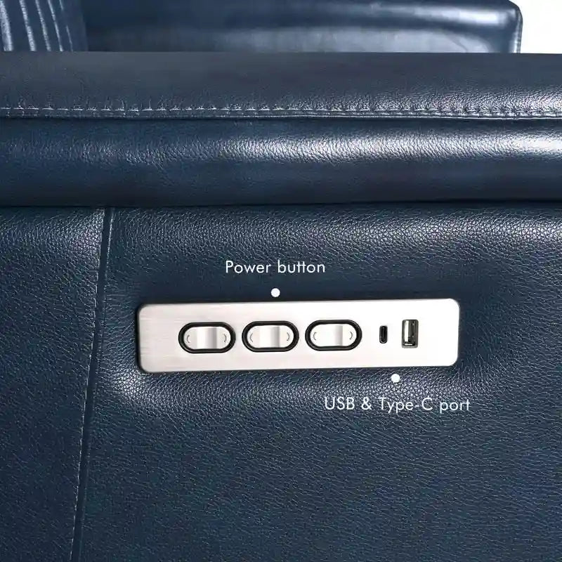 Fauteuil inclinable électrique zéro gravité en cuir avec appuie-tête électrique, soutien lombaire électrique et ports USB/USB-C