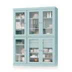 Buffet de cuisine/garde-manger en bois massif de 48,5 po avec portes vitrées et tiroirs
