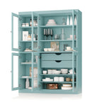 Buffet de cuisine/garde-manger en bois massif de 48,5 po avec portes vitrées et tiroirs