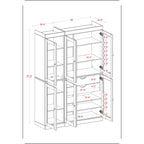 Buffet de cuisine/garde-manger en bois massif de 48,5 po avec portes vitrées et tiroirs