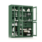 Buffet de cuisine/garde-manger en bois massif de 48,5 po avec portes vitrées et tiroirs