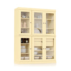 Buffet de cuisine/garde-manger en bois massif de 48,5 po avec portes vitrées et tiroirs