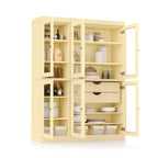 Buffet de cuisine/garde-manger en bois massif de 48,5 po avec portes vitrées et tiroirs