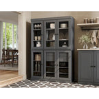 Buffet de cuisine/garde-manger en bois massif de 48,5 po avec portes vitrées et tiroirs