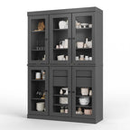 Buffet de cuisine/garde-manger en bois massif de 48,5 po avec portes vitrées et tiroirs