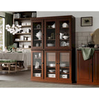 Buffet de cuisine/garde-manger en bois massif de 48,5 po avec portes vitrées et tiroirs