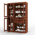 Buffet de cuisine/garde-manger en bois massif de 48,5 po avec portes vitrées et tiroirs
