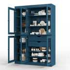 Buffet de cuisine/garde-manger en bois massif de 48,5 po avec portes vitrées et tiroirs