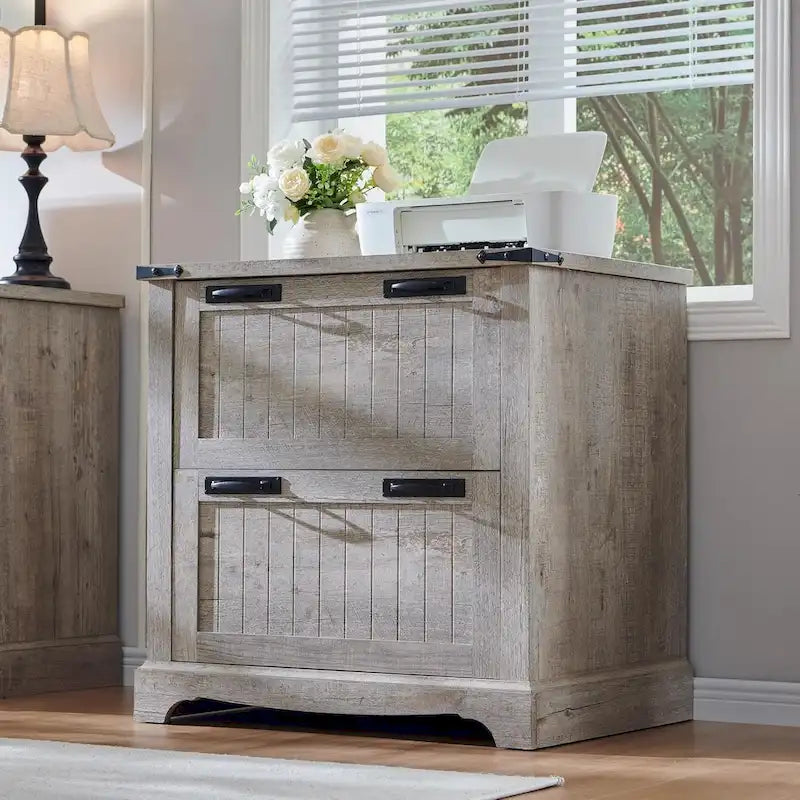 Meuble de rangement en bois style ferme – Rangement pour bureau à domicile au style rustique