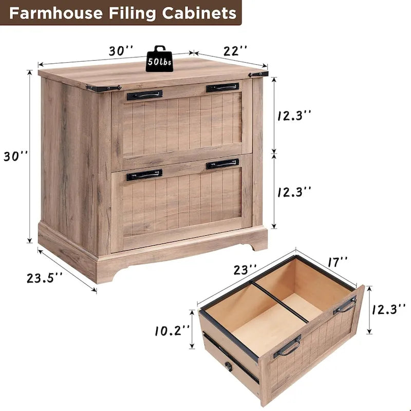 Meuble de rangement en bois style ferme – Rangement pour bureau à domicile au style rustique