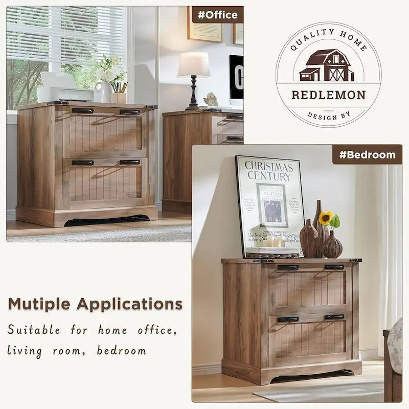 Meuble de rangement en bois style ferme – Rangement pour bureau à domicile au style rustique