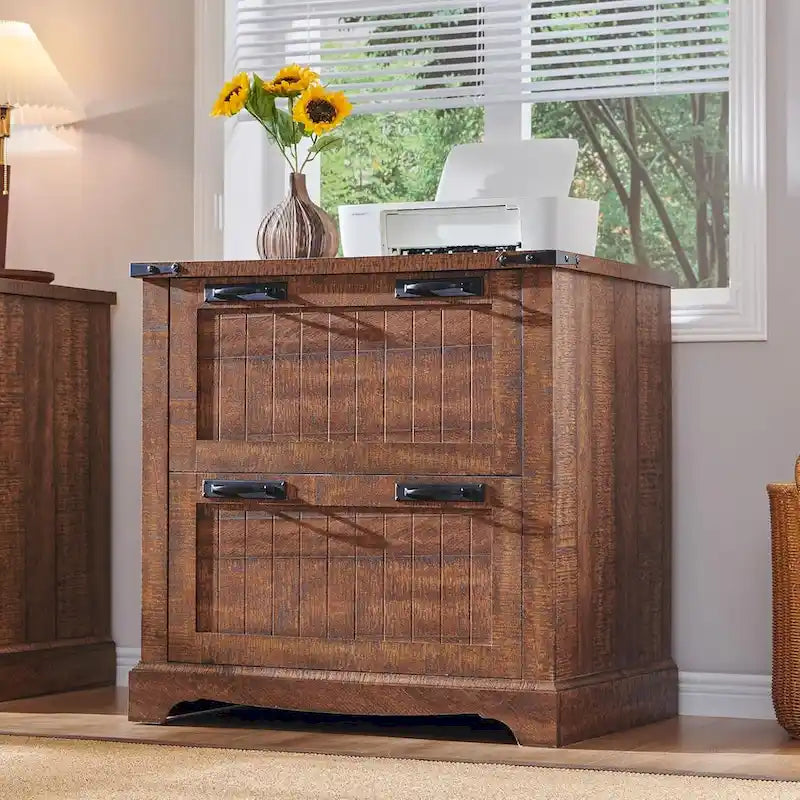 Meuble de rangement en bois style ferme – Rangement pour bureau à domicile au style rustique