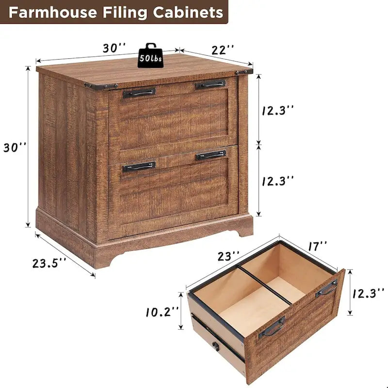 Meuble de rangement en bois style ferme – Rangement pour bureau à domicile au style rustique