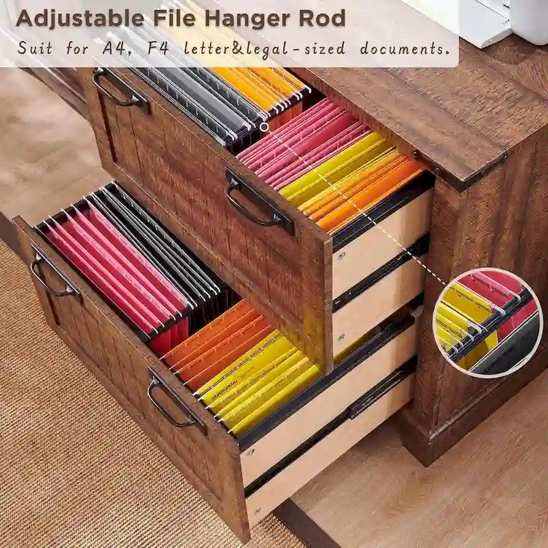 Meuble de rangement en bois style ferme – Rangement pour bureau à domicile au style rustique