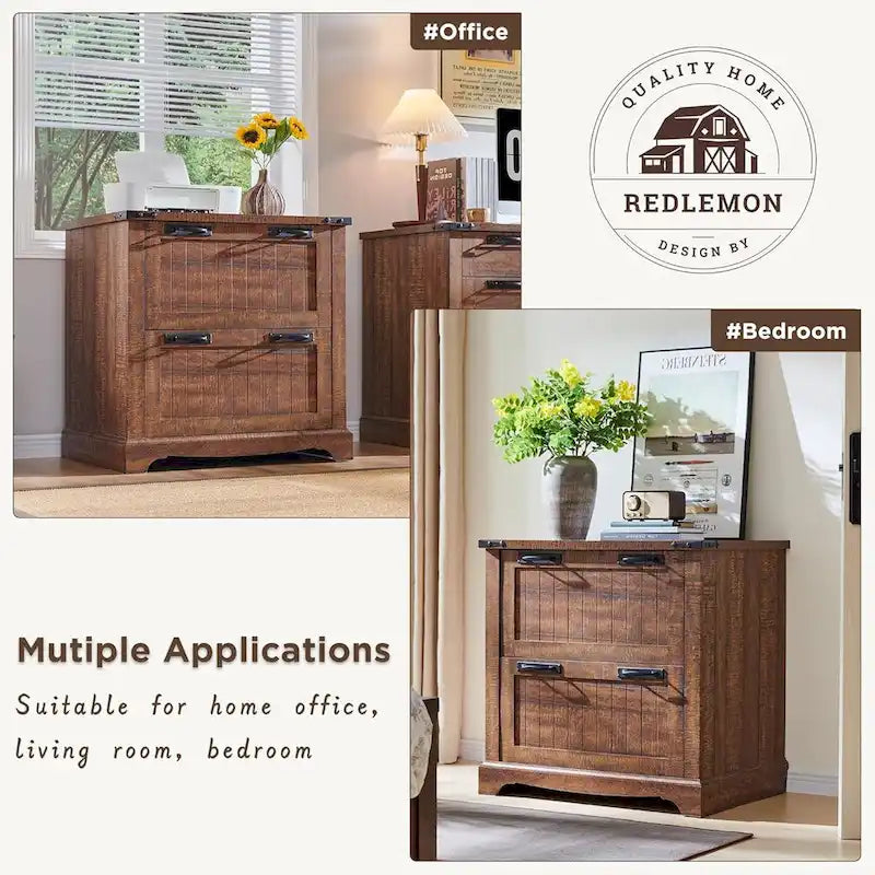 Meuble de rangement en bois style ferme – Rangement pour bureau à domicile au style rustique