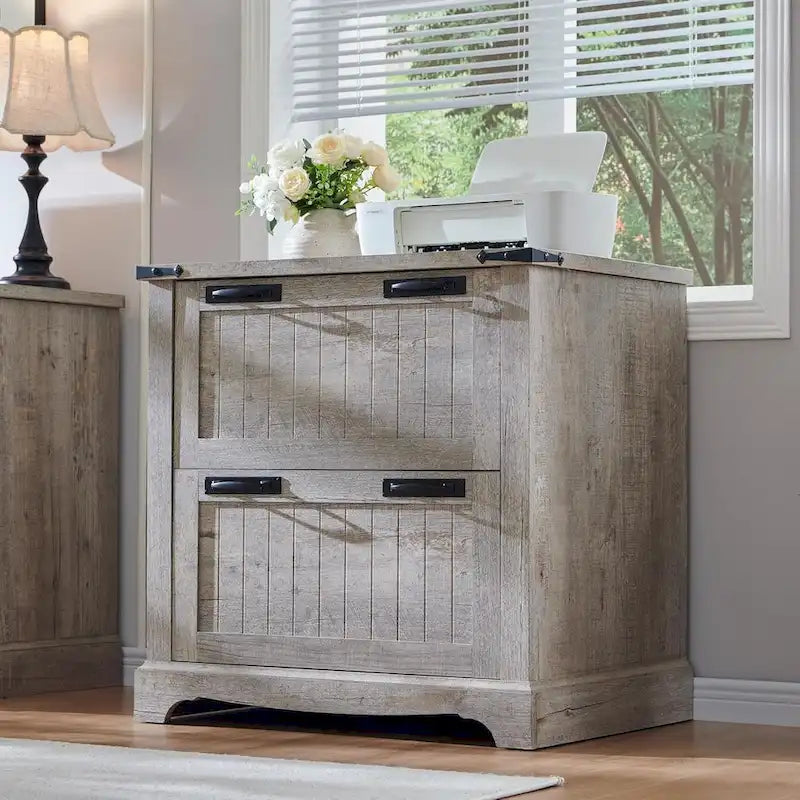 Meuble de rangement en bois style ferme – Rangement pour bureau à domicile au style rustique