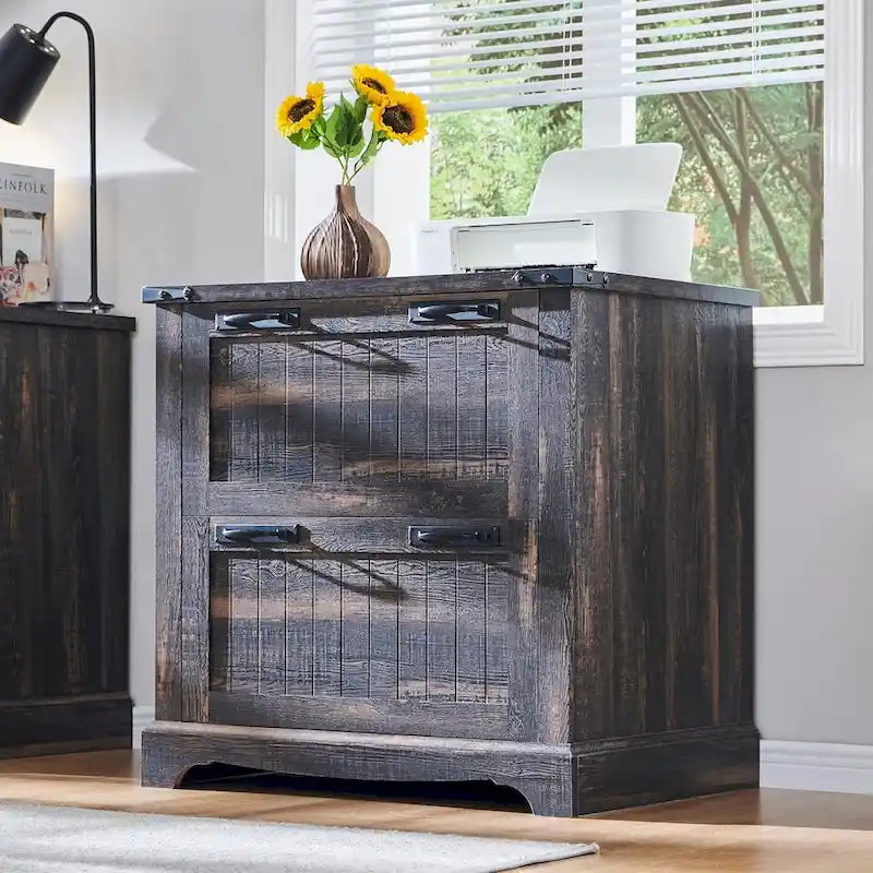 Meuble de rangement en bois style ferme – Rangement pour bureau à domicile au style rustique