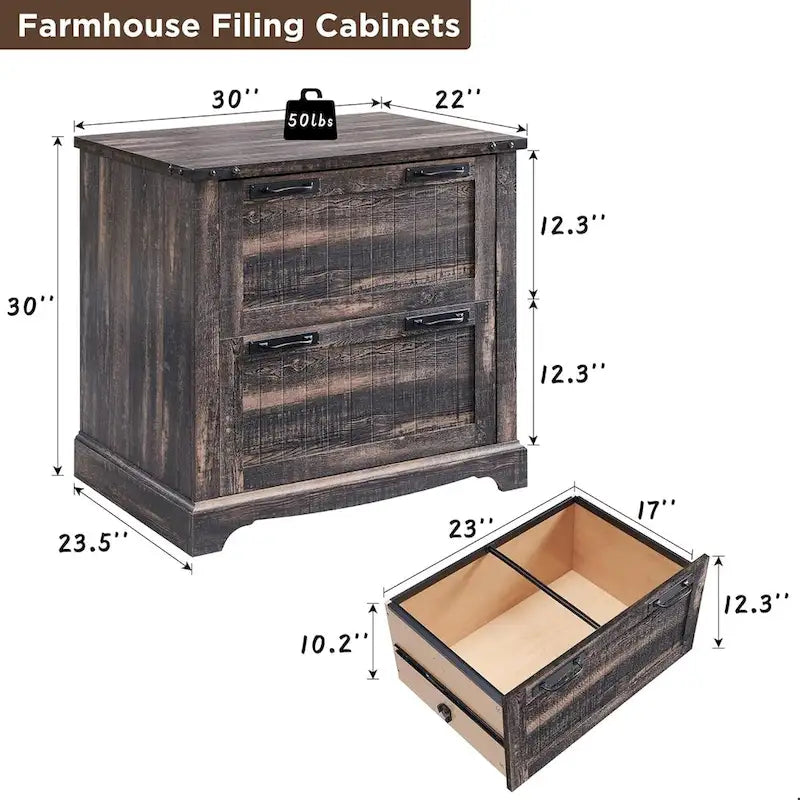 Meuble de rangement en bois style ferme – Rangement pour bureau à domicile au style rustique
