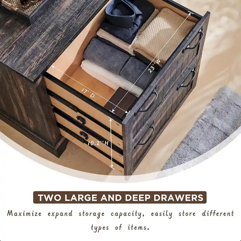 Meuble de rangement en bois style ferme – Rangement pour bureau à domicile au style rustique