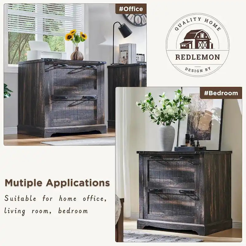 Meuble de rangement en bois style ferme – Rangement pour bureau à domicile au style rustique