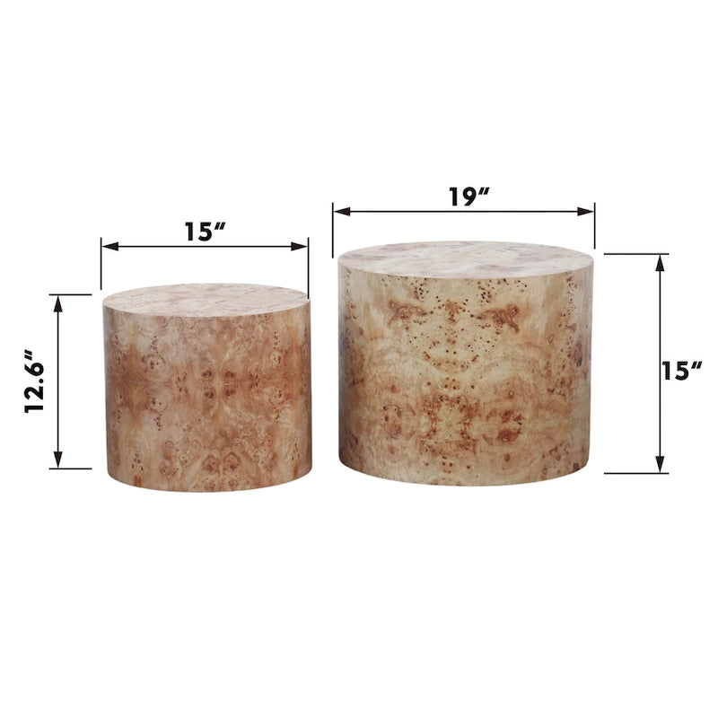 Table basse ronde gigogne en bois moderne — Table d'appoint de salon
