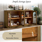 Buffet de rangement 4 portes avec portes en verre arquées et étagères réglables
