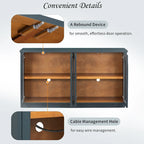 Buffet de rangement 4 portes avec portes en verre arquées et étagères réglables