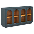 Buffet de rangement 4 portes avec portes en verre arquées et étagères réglables