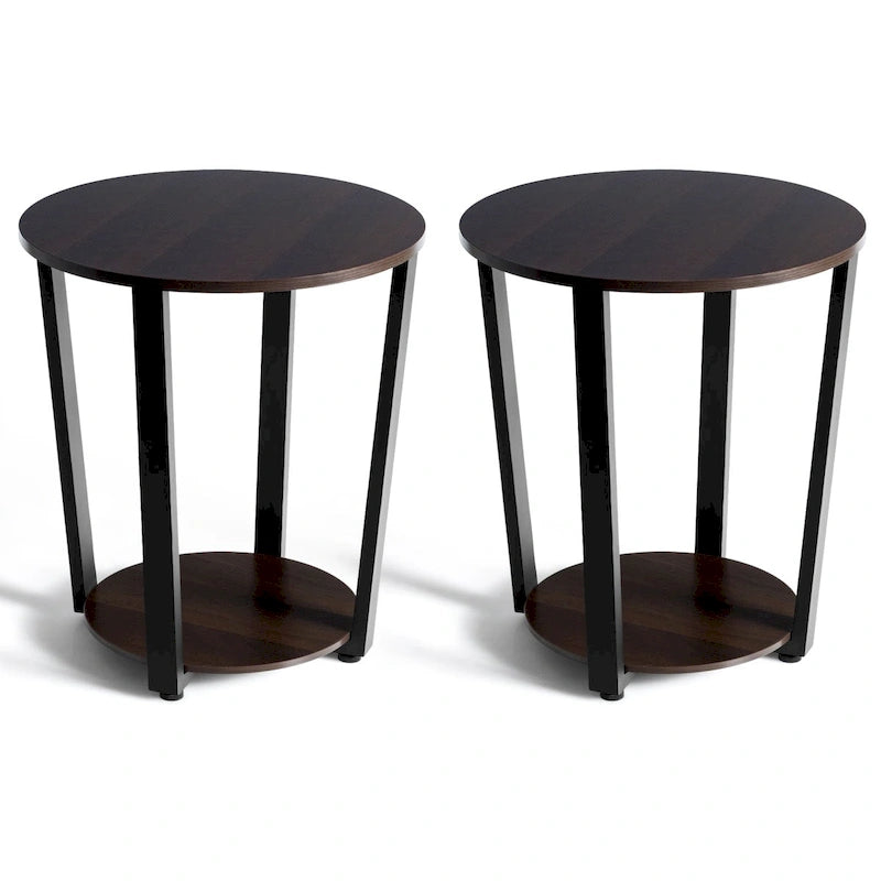 Table d'appoint industrielle avec étagère inférieure — Table de chevet et d'appoint pour canapé