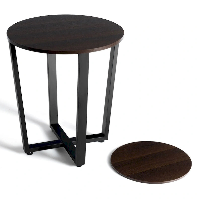 Table d'appoint industrielle avec étagère inférieure — Table de chevet et d'appoint pour canapé