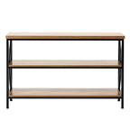 Console de couloir longue à 3 niveaux — MDF marron et noir avec cadre en métal