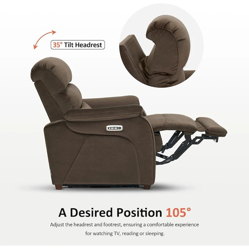 Fauteuil inclinable électrique mural zéro dégagement avec appui-tête réglable — Design compact