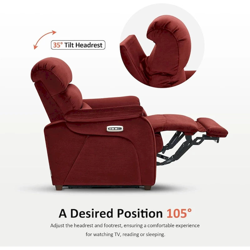 Fauteuil inclinable électrique mural zéro dégagement avec appui-tête réglable — Design compact
