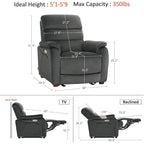 Fauteuil inclinable électrique mural zéro dégagement avec appui-tête réglable — Design compact