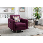 Fauteuil d'appoint en lin avec pieds en métal, poches latérales et oreiller