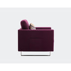 Fauteuil d'appoint en lin avec pieds en métal, poches latérales et oreiller