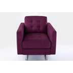 Fauteuil d'appoint en lin avec pieds en métal, poches latérales et oreiller