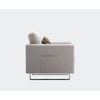 Fauteuil d'appoint en lin avec pieds en métal, poches latérales et oreiller