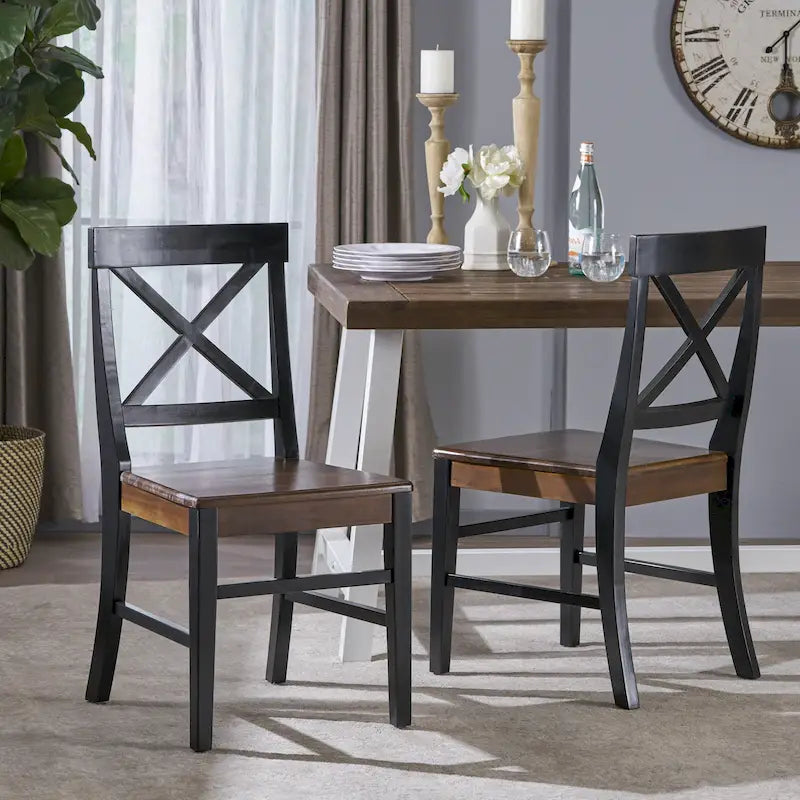 Chaises de salle à manger en bois d'acacia de ferme — Sièges de salle à manger en bois massif