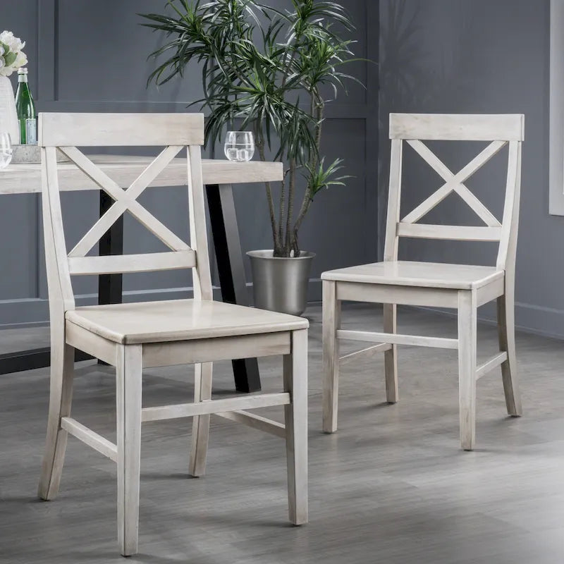 Chaises de salle à manger en bois d'acacia de ferme — Sièges de salle à manger en bois massif