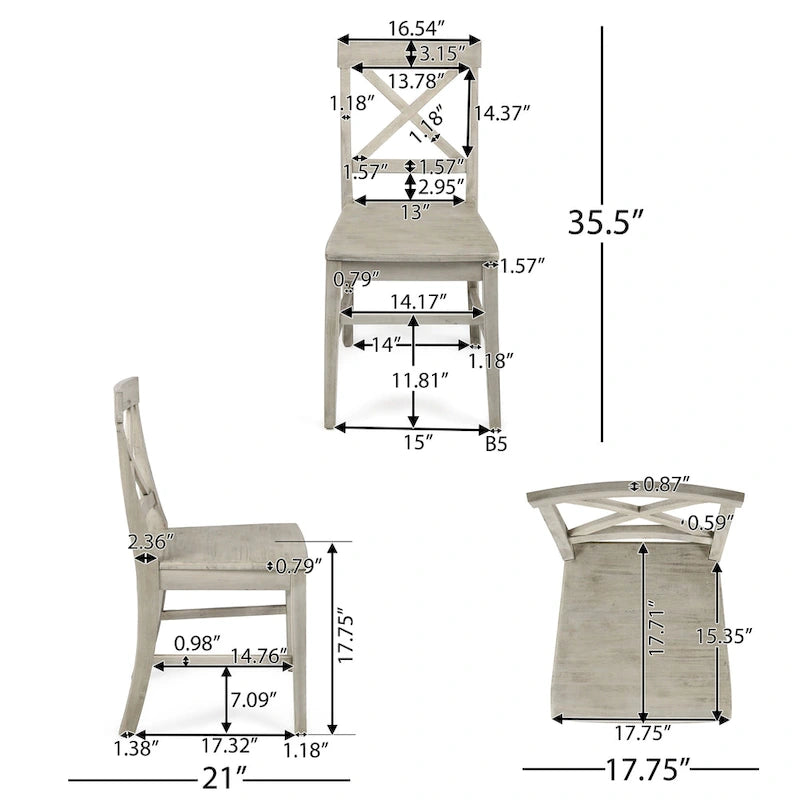 Chaises de salle à manger en bois d'acacia de ferme — Sièges de salle à manger en bois massif