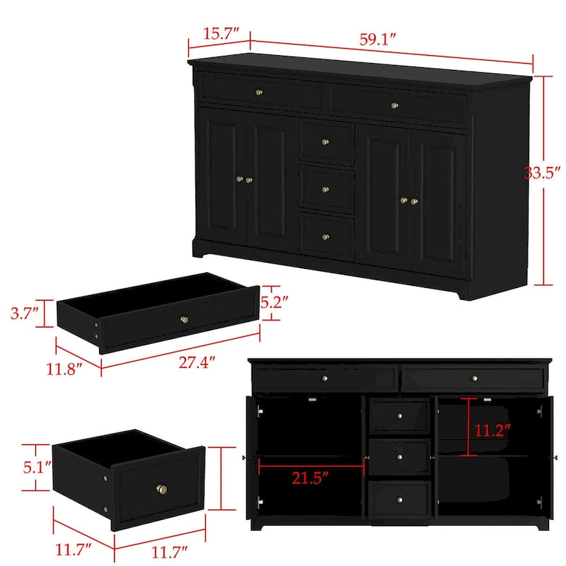 Commode, buffet et armoire de rangement – Buffet vaisselier blanc, noir ou gris