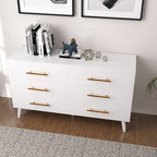 Commode double en bois à 6 tiroirs — Commode de chambre à coucher, de salon et d'entrée avec support TV
