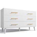 Commode double en bois à 6 tiroirs — Commode de chambre à coucher, de salon et d'entrée avec support TV