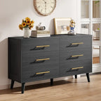 Commode double en bois à 6 tiroirs — Commode de chambre à coucher, de salon et d'entrée avec support TV
